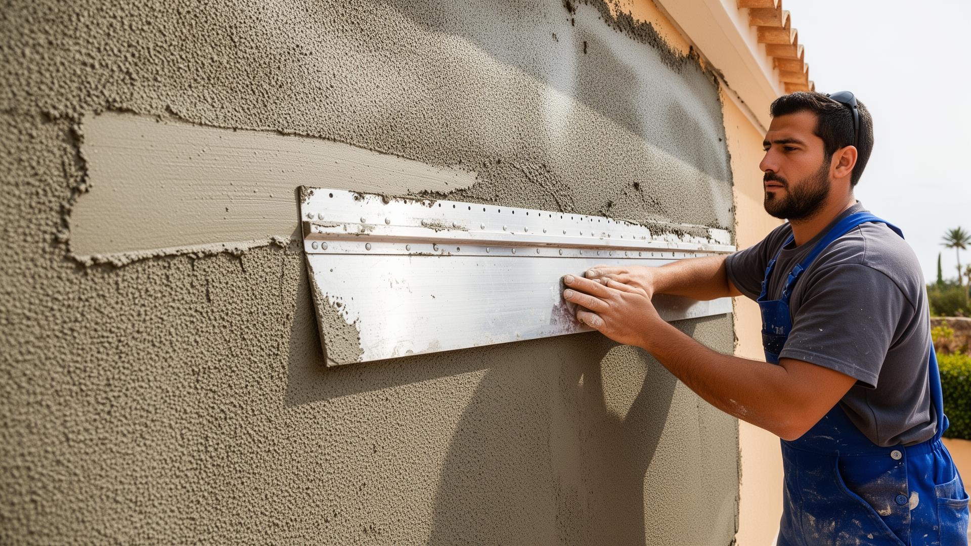 Avretting av frisk sprøytet mørtel med aluminiumsregla